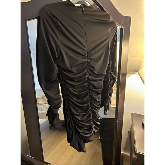 NEW Cut Out Bodycon Ruched Party Club Mini Dress L - Picture 5 of 6